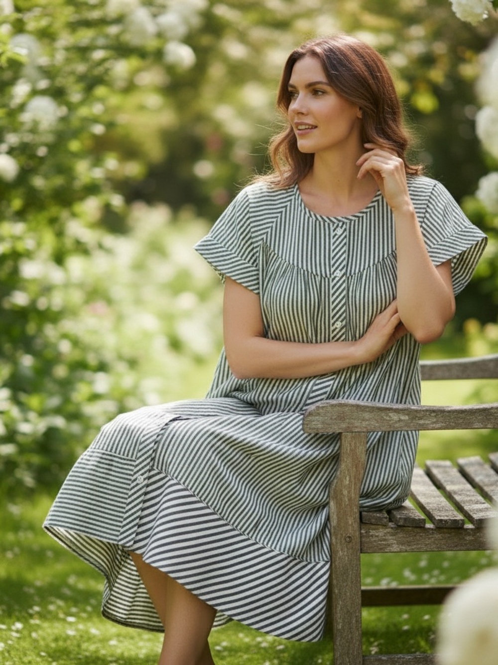 Mirth Vienna Pintuck Dress XL Dune Stripe NWT $328